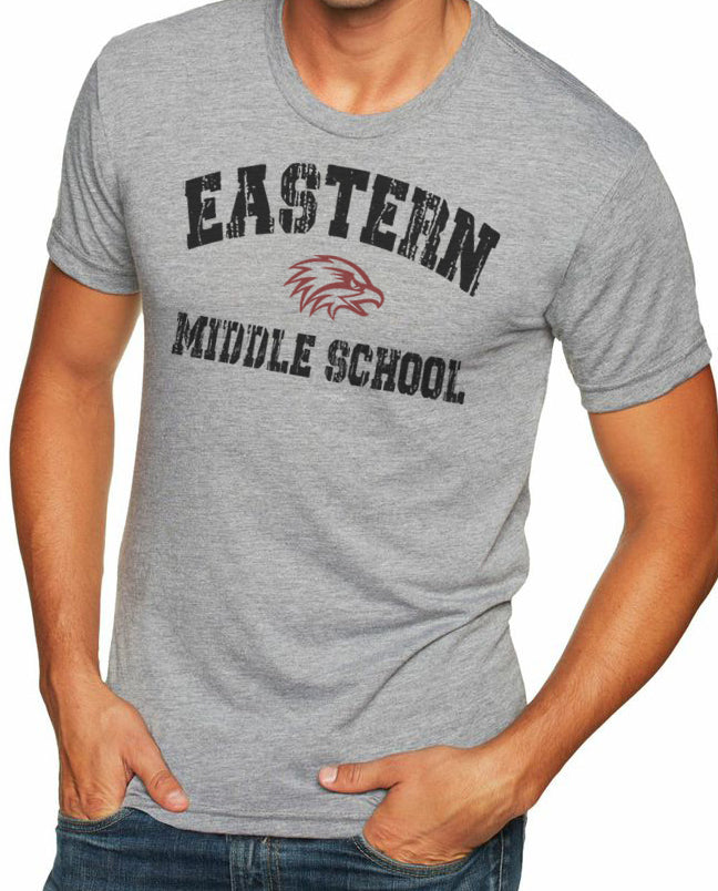 EMS EASTERN MIDDLE SCHOOL DISTRESSED Tri Blend Short Sleeve Tee (Available in Youth Sizes)