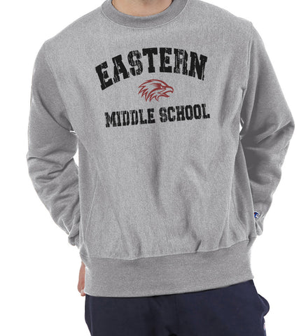 EMS EASTERN MIDDLE SCHOOL DISTRESSED  Reverse Weave Champion Crewneck Sweatshirt