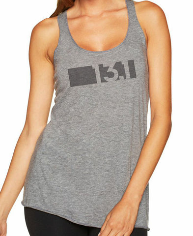 Women's running racer back tank top "13.1 BAR CODE"