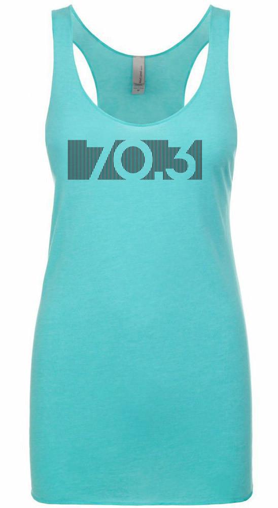 Woman's triathlon racer back tank top "70.3 BAR CODE"