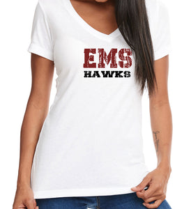 EMS HAWKS DISTRESSED v-neck