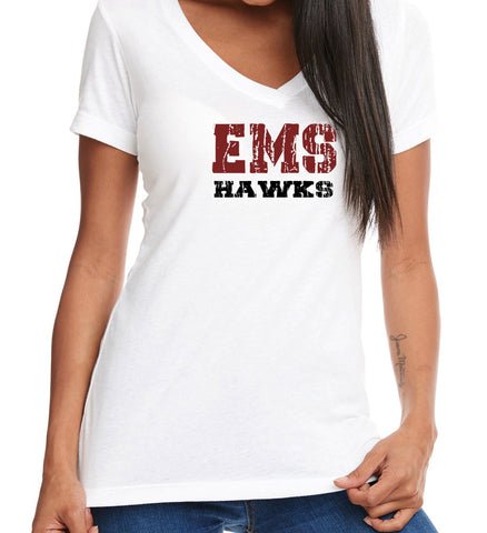 EMS HAWKS DISTRESSED v-neck