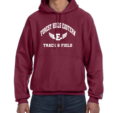 FOREST HILLS EASTERN TRACK & FIELD Cardinal Reverse Weave Champion Hoodie Sweatshirt