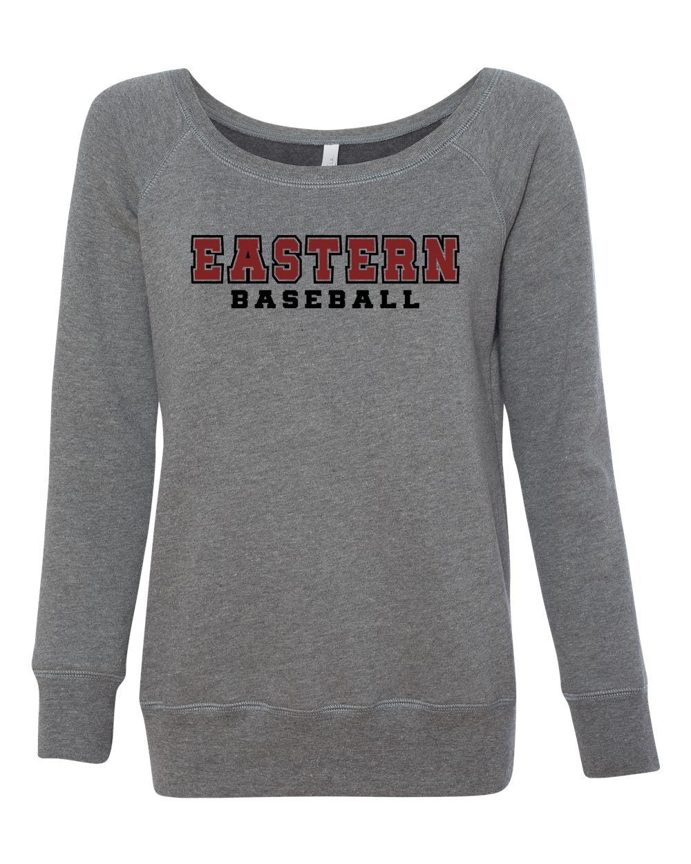 EASTERN BASEBALL Bella & Canvas Wide Neck Sweatshirt grey