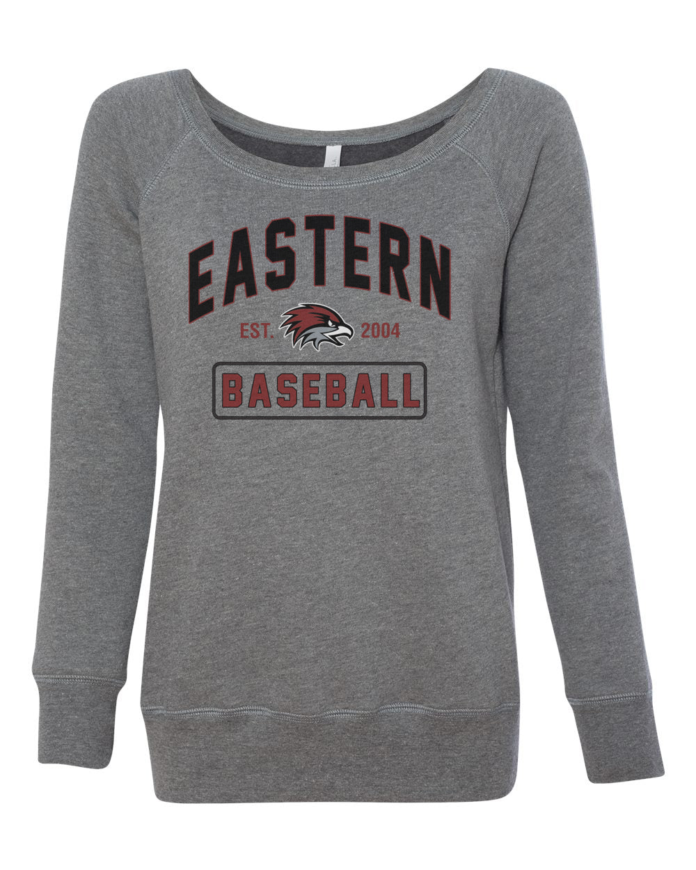 EASTERN BASEBALL EST Bella & Canvas Wide Neck Sweatshirt grey