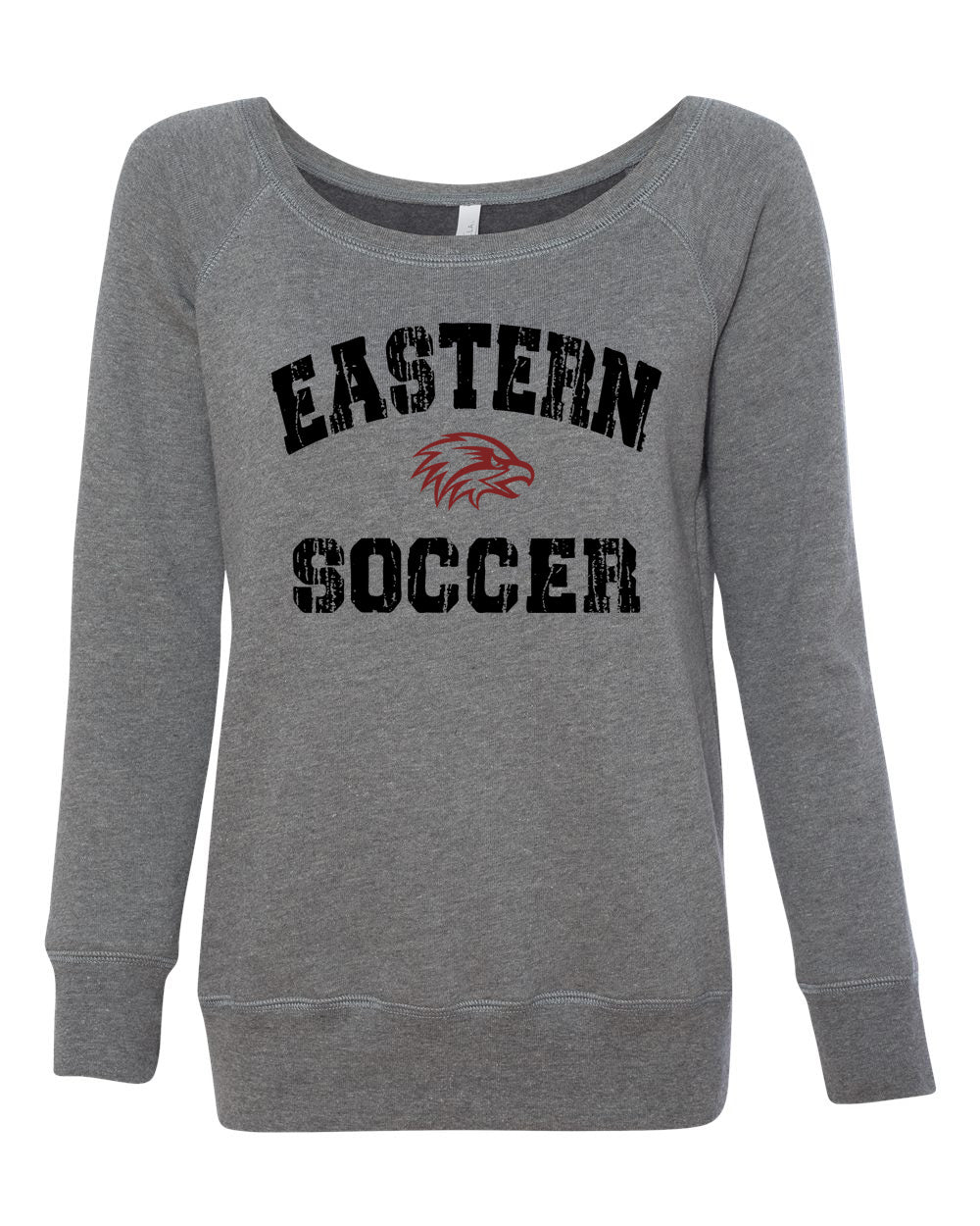 EASTERN SOCCER DISTRESSED Bella & Canvas Wide Neck Sweatshirt grey