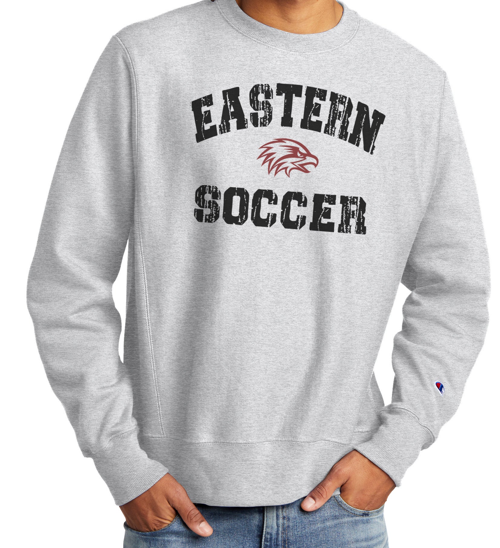 EASTERN SOCCER DISTRESSED Champion Reverse Weave Crew Neck Sweatshirt