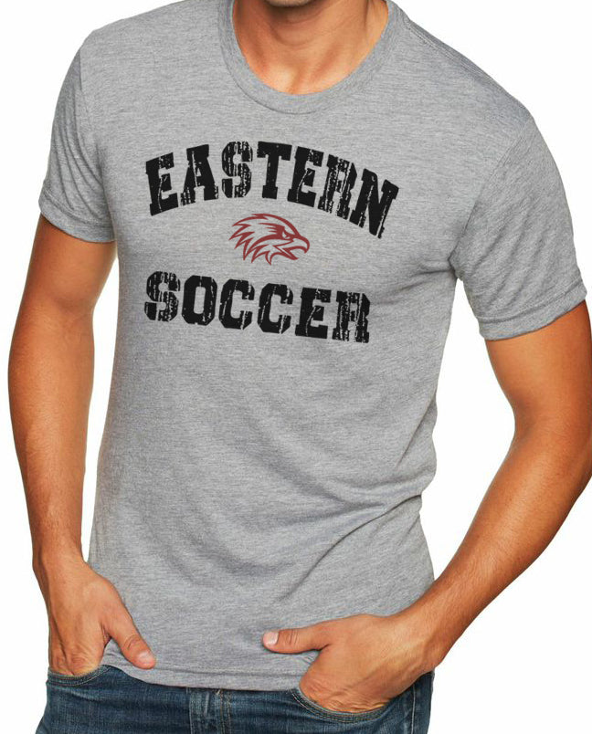 EASTERN SOCCER DISTRESSED Men's Premium Short Sleeve Grey Tri-Blend Vintage