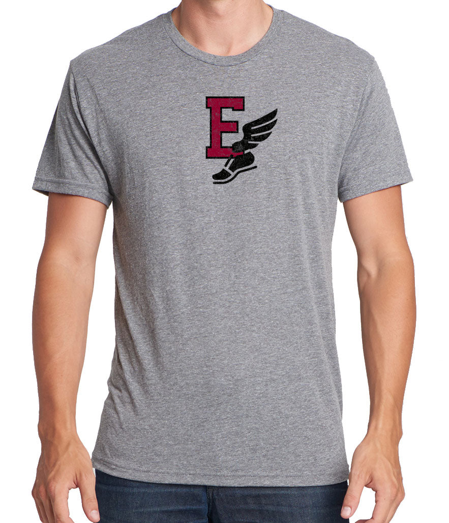 E WITH TRACK SHOE Men's Premium Short Sleeve Tri-Blend