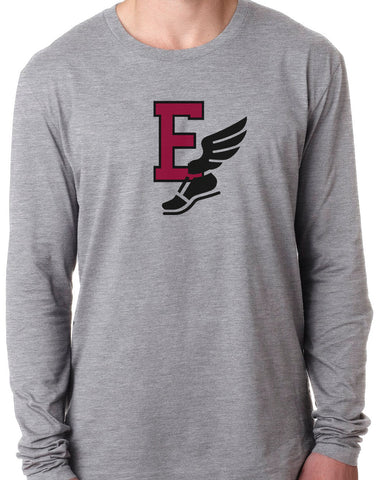 E WITH TRACK SHOE Long Sleeve Unisex Tri-Blend T-Shirt