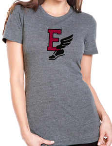 E WITH TRACK SHOE Women's Tri-Blend Short Sleeve