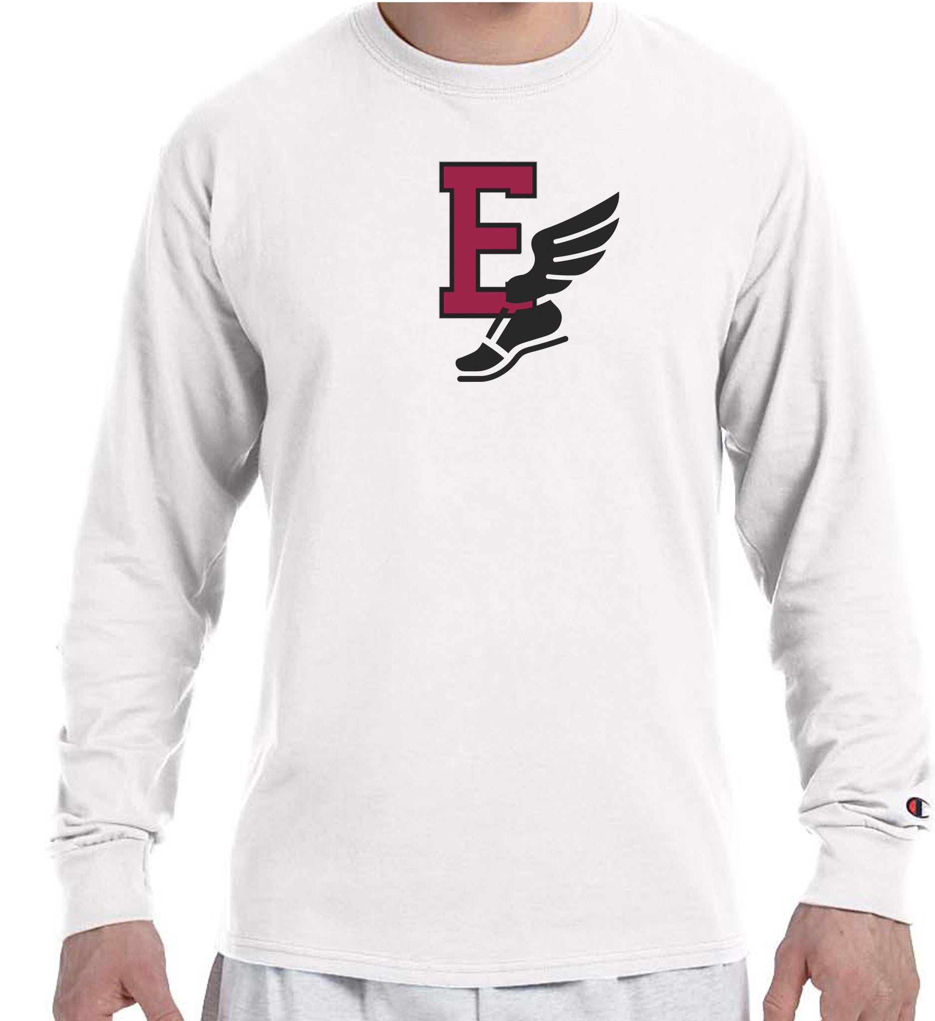 E WITH TRACK SHOE Champion Brand Long Sleeve White