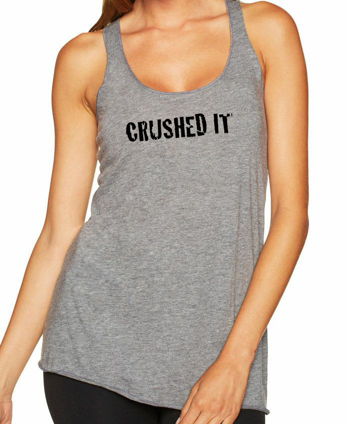Woman's racer back workout tank top "Crushed It" by Endurance Apparel