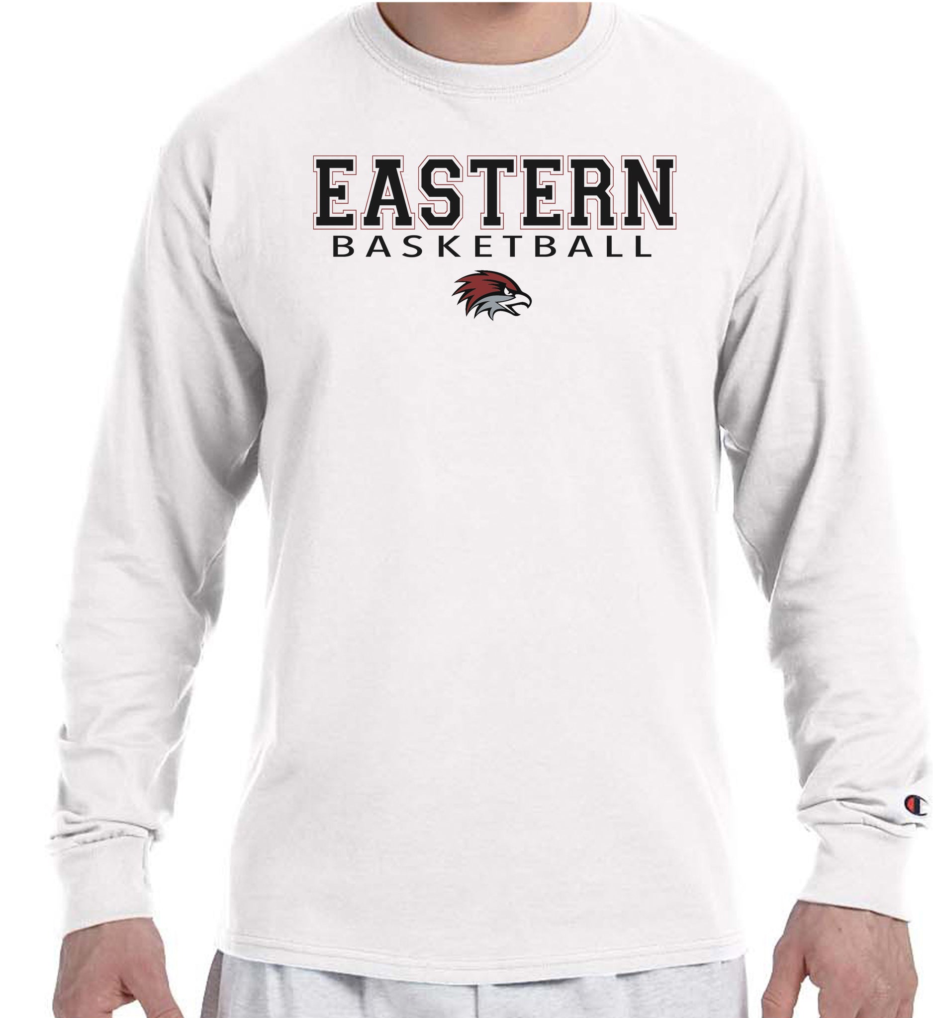 EASTERN BASKETBALL Champion Brand Long Sleeve White