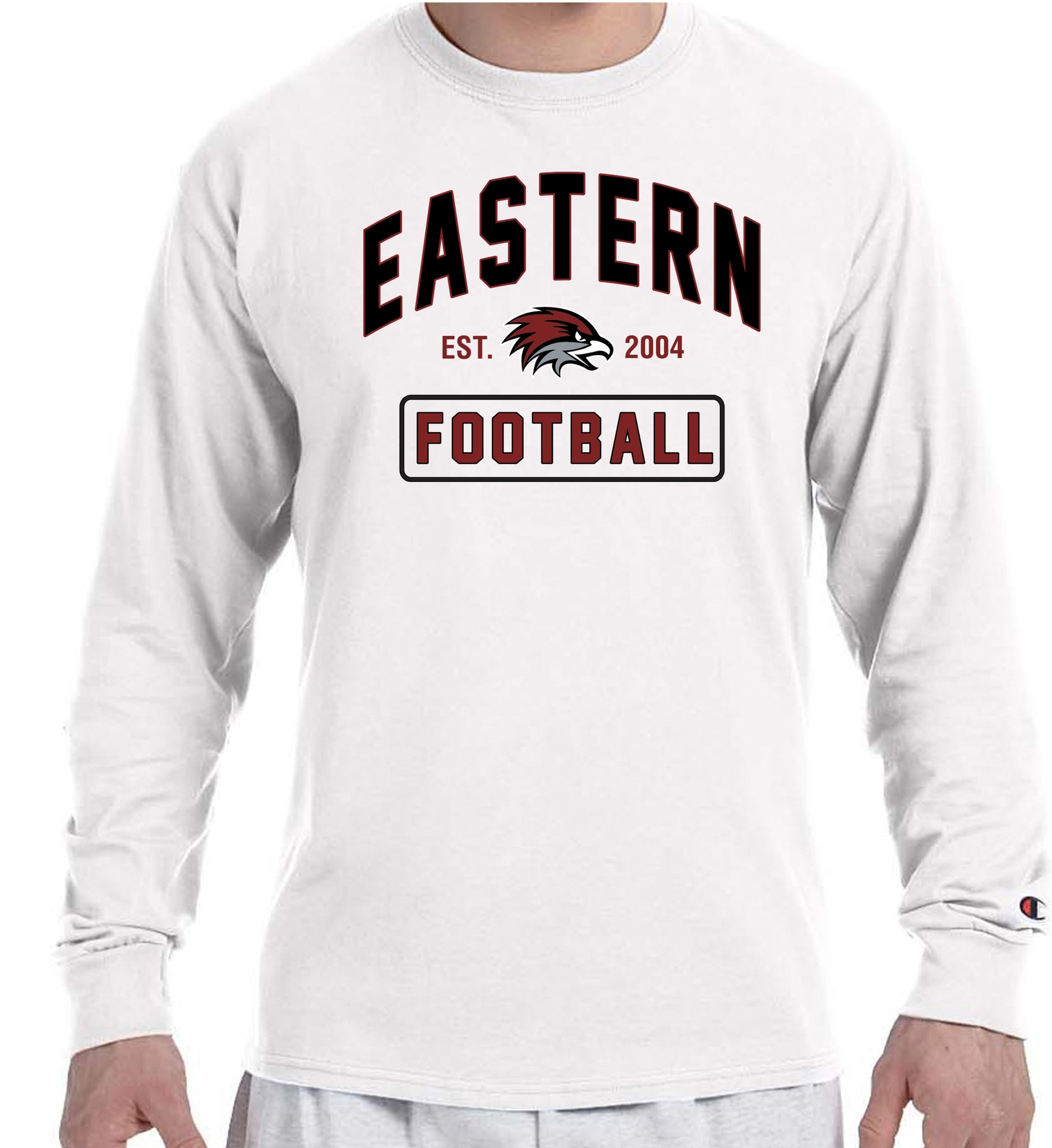 EASTERN FOOTBALL EST. Champion Brand Long Sleeve White
