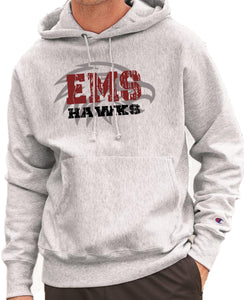 EMS HAWKS DISTRESSED  Reverse Weave Champion Hoodie Sweatshirt