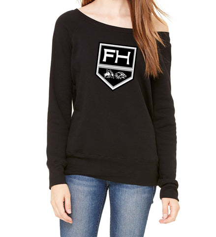 FHNE HOCKEY Bella & Canvas Wide Neck Sweatshirt Black