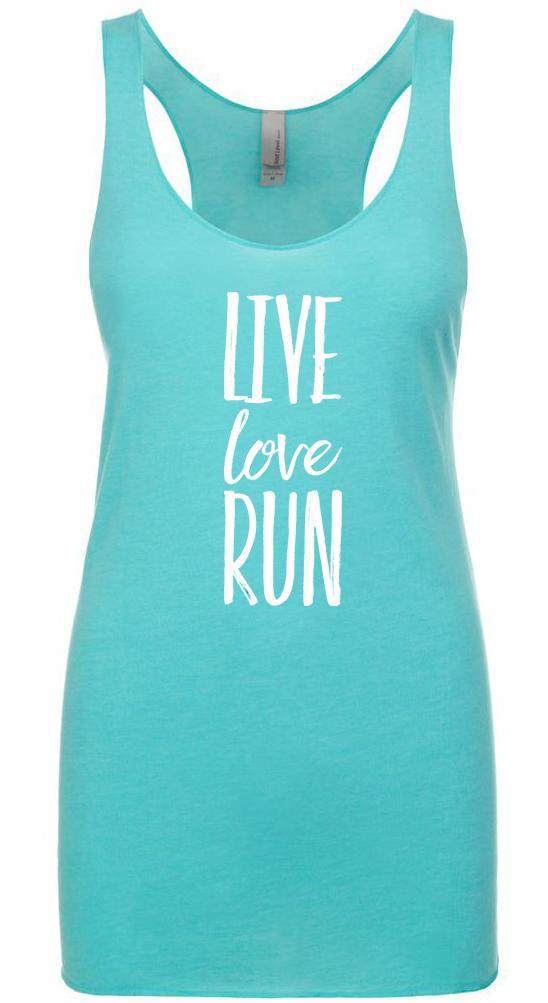 LIVE LOVE RUN Racer Back Tri-Blend Tank Top for Women