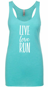 LIVE LOVE RUN Racer Back Tri-Blend Tank Top for Women