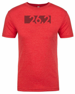 Marathon tshirt for men "26.2 Bar Code" athletic fit short sleeve red by Endurance Apparel