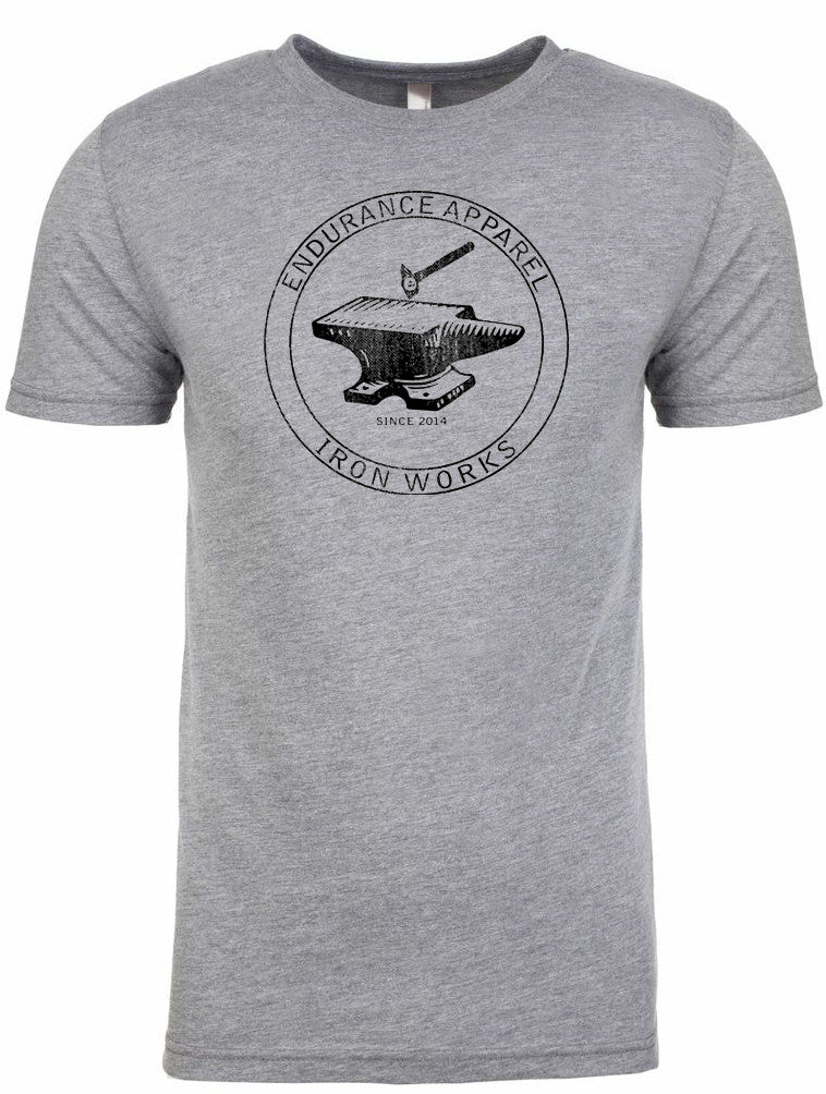 Men's short sleeve tshirt "Ironworks" black on gray by Endurance Apparel