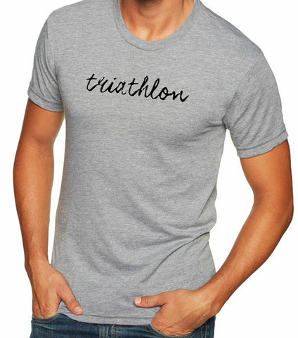 Men's short sleeve tshirt "triathlon" black on gray by Endurance Apparel