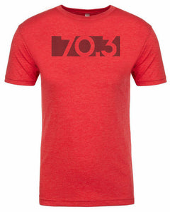 HALF DISTANCE TRIATHLON BAR CODE Men's Tri-Bend T-shirt