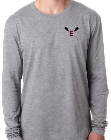 ROWING E OARS POCKET PRINT Long Sleeve Unisex Tri-Blend T-Shirt