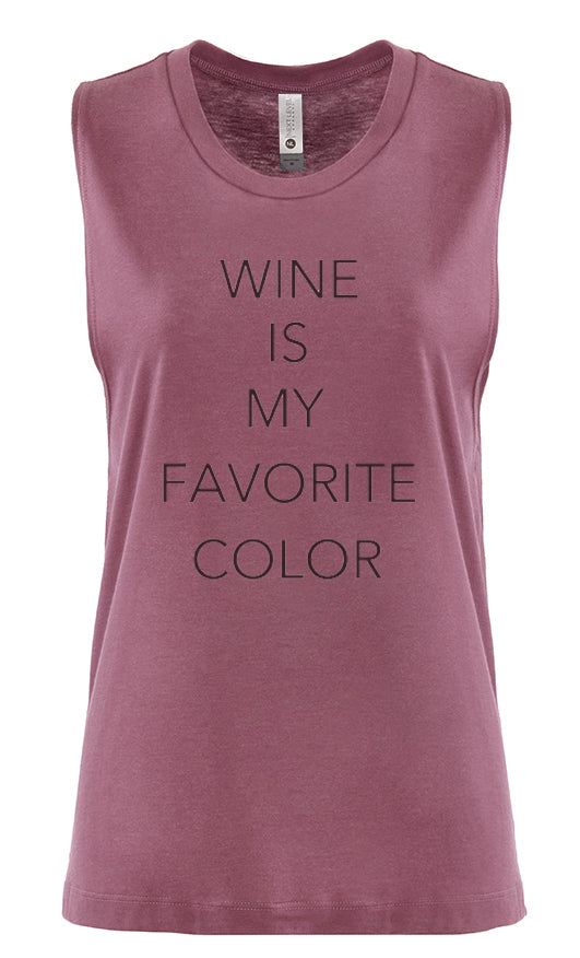 Women's Sleeveless Workout Tee "Wine is My Favorite Color"