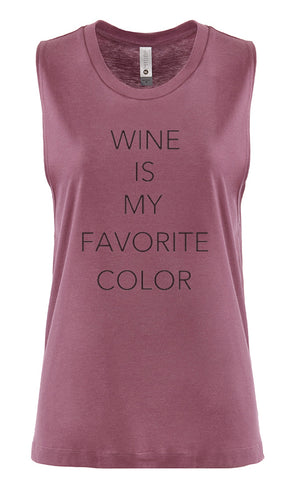 Women's Sleeveless Workout Tee "Wine is My Favorite Color"